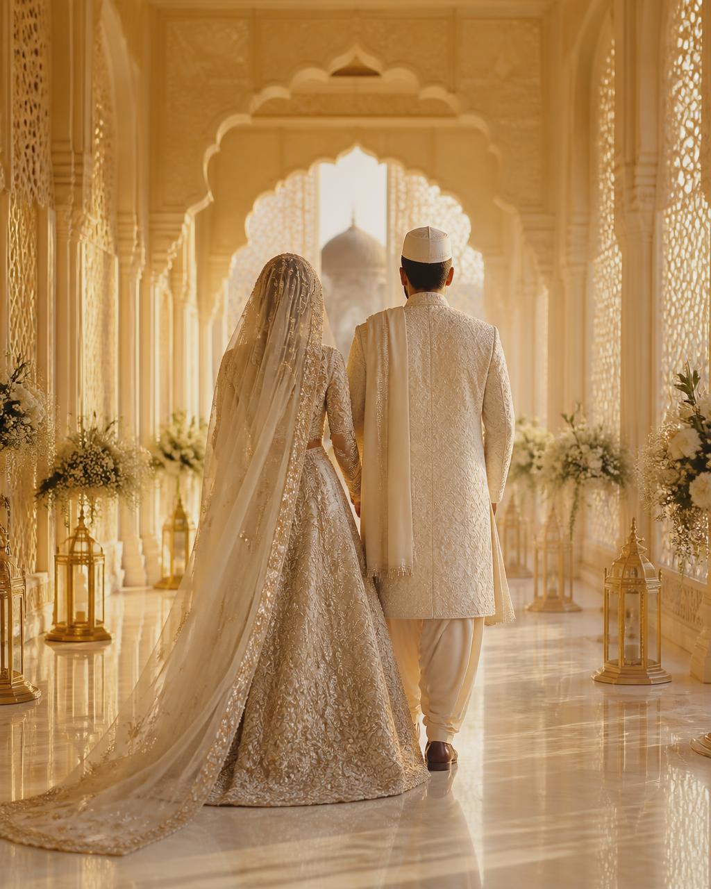 Asad and Zainab walking together through a palace corridor